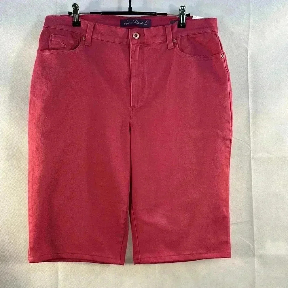 Gloria Vanderbilt Amanda Slimming Effect Pink Denim Bermuda Shorts